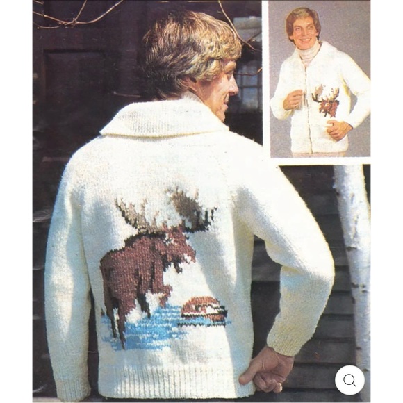Vintage Mary Maxim Cowichan Moose Sweater - Picture 1 of 15